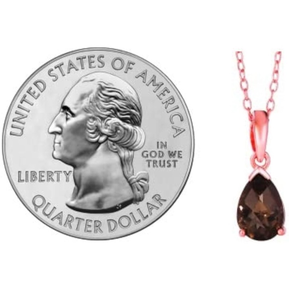 14k 925 LeVian 2.5 carat Chocolate Quartz Pendant Rose Gold - Picture 4 of 6